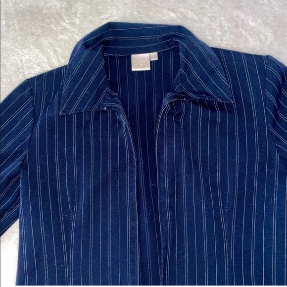 Vintage Pinstripe 2 Piece Matching Pantsuit Set - Navy and White - Picture 7 of 11